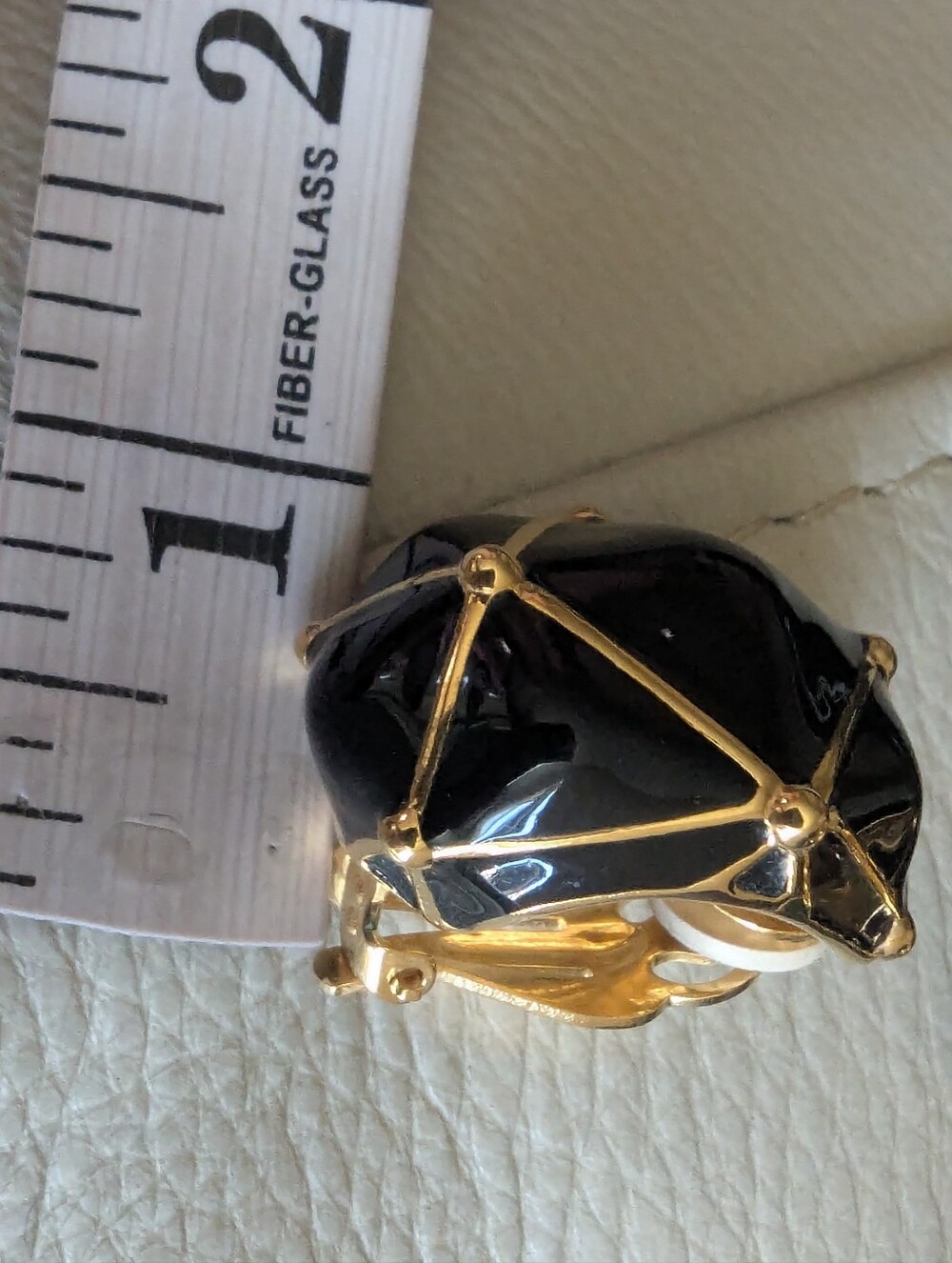St. John Black and Gold Faceted Clip-On Earrings - Picture 10 of 10